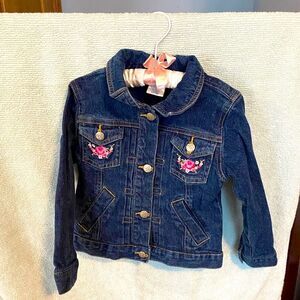 Toddler Girl denim jacket embroidered medium wash size 3T
